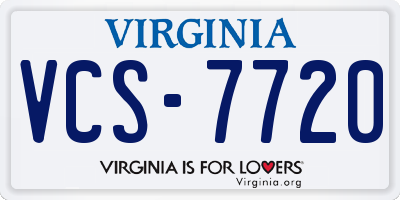VA license plate VCS7720