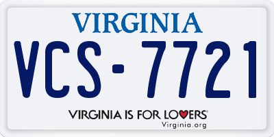 VA license plate VCS7721