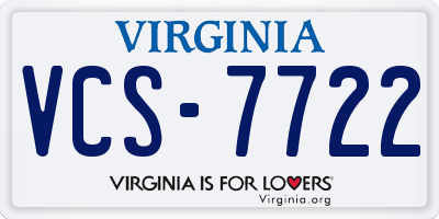 VA license plate VCS7722