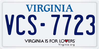 VA license plate VCS7723
