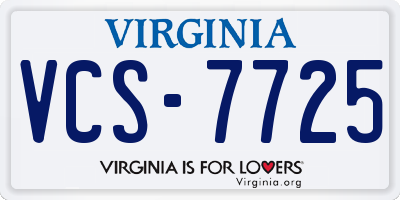 VA license plate VCS7725