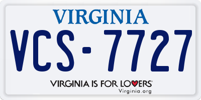 VA license plate VCS7727