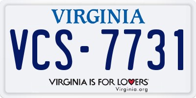 VA license plate VCS7731