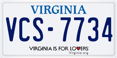 VA license plate VCS7734