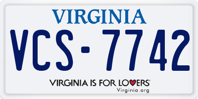 VA license plate VCS7742