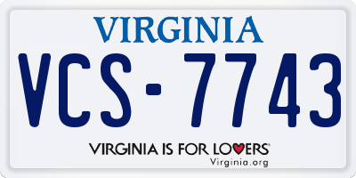 VA license plate VCS7743
