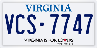 VA license plate VCS7747