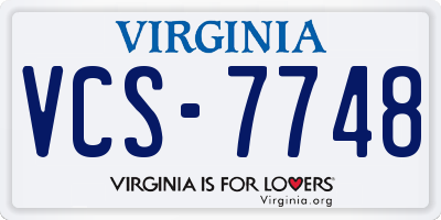 VA license plate VCS7748