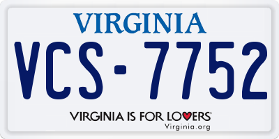 VA license plate VCS7752