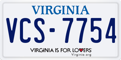VA license plate VCS7754