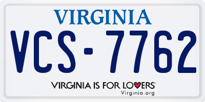 VA license plate VCS7762