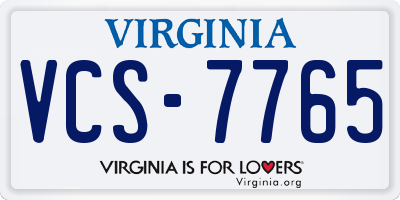 VA license plate VCS7765