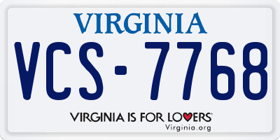 VA license plate VCS7768