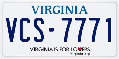 VA license plate VCS7771