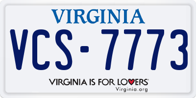 VA license plate VCS7773