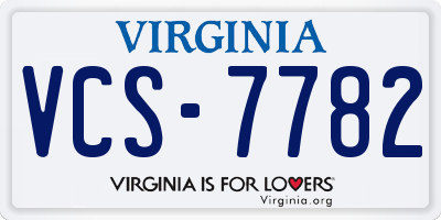 VA license plate VCS7782