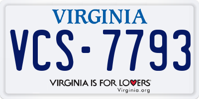 VA license plate VCS7793