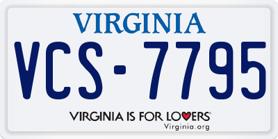 VA license plate VCS7795
