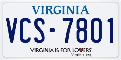 VA license plate VCS7801