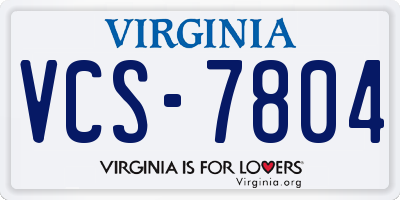 VA license plate VCS7804