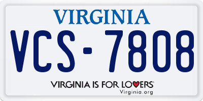 VA license plate VCS7808