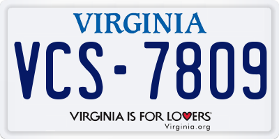 VA license plate VCS7809