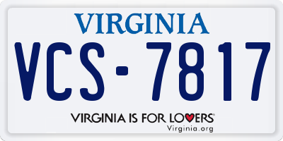 VA license plate VCS7817