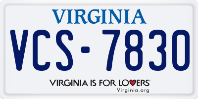 VA license plate VCS7830
