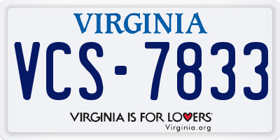 VA license plate VCS7833