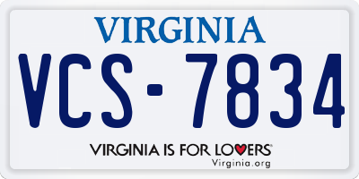 VA license plate VCS7834