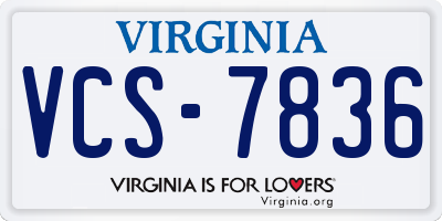 VA license plate VCS7836