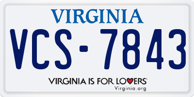 VA license plate VCS7843