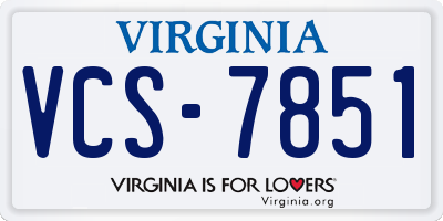 VA license plate VCS7851