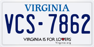 VA license plate VCS7862