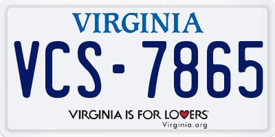 VA license plate VCS7865