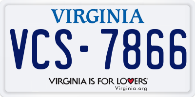 VA license plate VCS7866