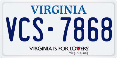 VA license plate VCS7868
