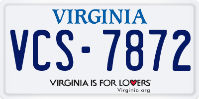 VA license plate VCS7872