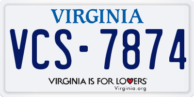 VA license plate VCS7874