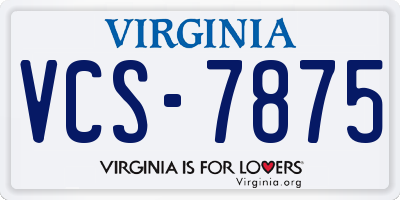 VA license plate VCS7875