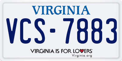 VA license plate VCS7883