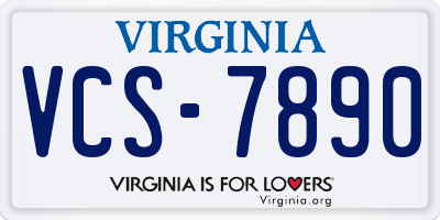 VA license plate VCS7890