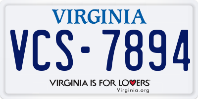VA license plate VCS7894