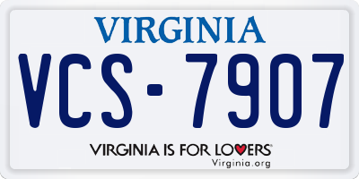 VA license plate VCS7907