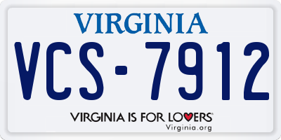 VA license plate VCS7912
