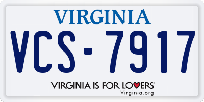 VA license plate VCS7917