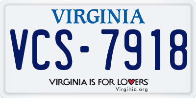 VA license plate VCS7918