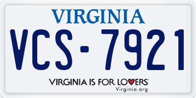 VA license plate VCS7921
