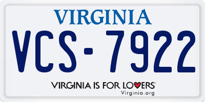 VA license plate VCS7922