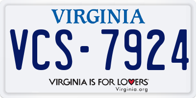 VA license plate VCS7924